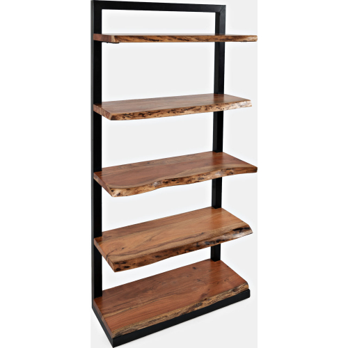 Nature's Edge 5 Shelf Bookcase in Acacia Wood & Iron